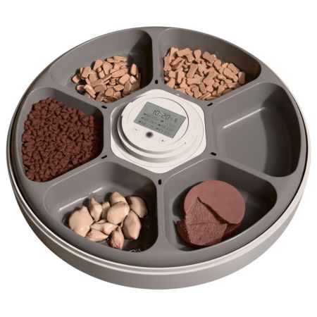 Автокормушка Petzengo PF19-L 6 секций, ж/к дисплей, с охлаждением, для сухого и влажного корма, белая