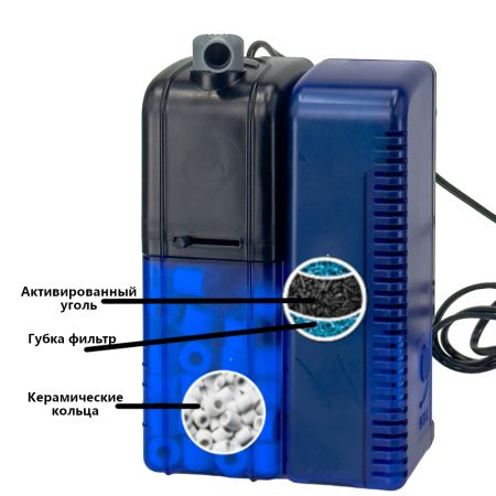 Фильтр внутренний Boyu WF600 для аквариума до 150 л многоступенчатый с аэрацией и регулятором 650 л/час