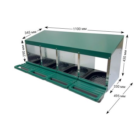 Гнездо для кур несушек HobbyFarm 4 секции с яйцесборником