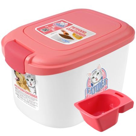 Контейнер Catidea для сухого корма на 9 л (3 - 4,5 кг), совок, розовый