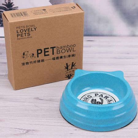 Миска бамбуковая для собак и кошек, 12.5x12x4 см, 150 мл, голубой