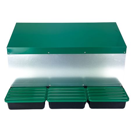 Гнездо для кур несушек HobbyFarm 3 секции наружное крепление с яйцесборником