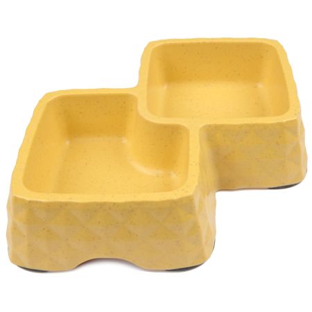 Миска двойная, 29.9x18.9x5.5 см, 360+430 мл, желтый
