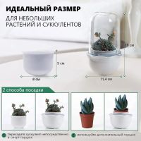 Умный горшок для суккулентов HobbyFarm с вентиляцией, LED подсветкой и таймером