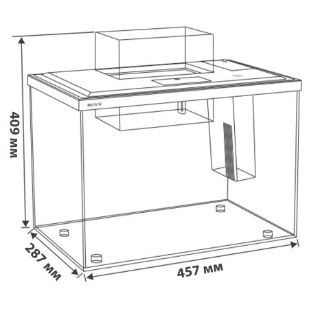 Аквариум Boyu FY-10 35 л с вакуумным карманом, отрицательным давлением, фильтром и LED-лампой, черный