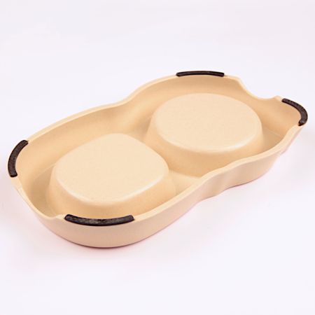 Миска двойная, 26x14.5x3.5 см, 200+250 мл, розовый