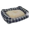 Лежак с бортом 52х41х16 см, съемная меховая подушка, крупная клетка