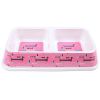 Миска двойная, 29×16×5.5 см, 470+470 мл, розовый