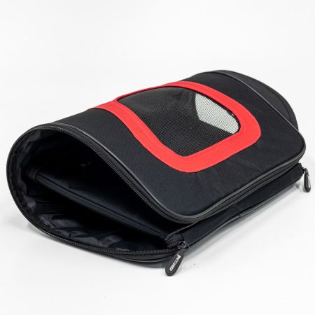 Сумка переноска складная для собак и кошек 40х23х24 см, черный/красный