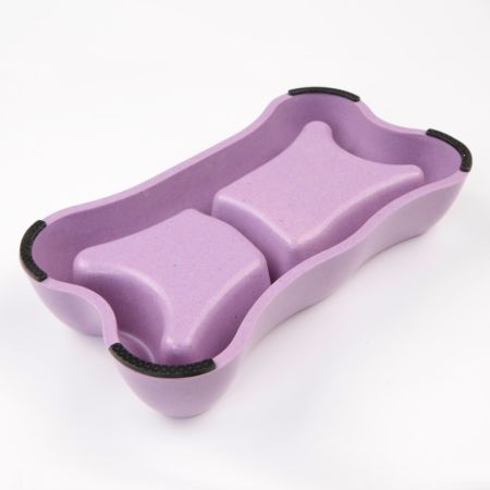 Миска двойная, 26.5x15x5 см, 300+250 мл, фиолетовый