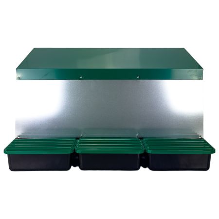 Гнездо для кур несушек HobbyFarm 3 секции наружное крепление с яйцесборником