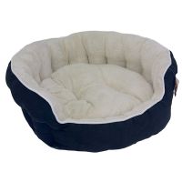 Лежак с бортом 53х47х18 см, вельвет, съемная подушка, черно-белый Лежак с бортом 53х47х18 см, вельвет, съемная подушка, черно-белый