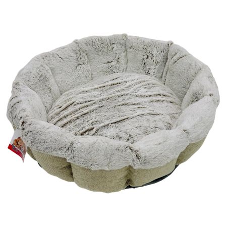 Лежак Pet Choice для собак и кошек, круглый с бортом 55х55х16 см, меховой, серый