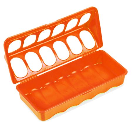 Кормушка-поилка лотковая 20 см пластик для цыплят, оранжевый