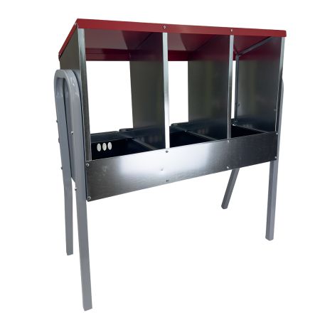 Гнездо для кур несушек 3 секции, на ножках, с яйцесборником