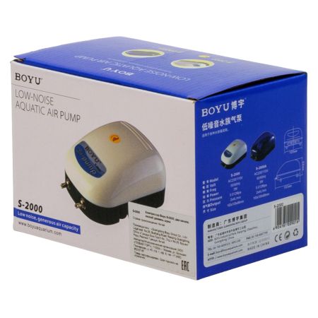 Компрессор Boyu S-2000 3 Вт для аквариума 240-480 л два канала, регулятор, низкий уровень шума