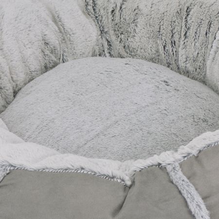 Лежак подушка Pet Choice для собак и кошек, круглый 56х56х15 см, меховой, серый