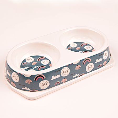 Миска двойная, 25х14х4.5 см, 180+180 мл, синий