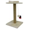 Когтеточка-лежак 35х35х60 см, с игрушкой, кремовый 