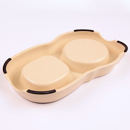 Миска двойная, 26x14.5x3.5 см, 200+250 мл, кошка