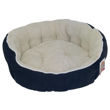 Лежак с бортом 68х59х22 см, вельвет, съемная подушка, черно-белый