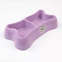 Миска двойная, 26.5x15x5 см, 300+250 мл, фиолетовый Миска двойная, 26.5x15x5 см, 300+250 мл, фиолетовый