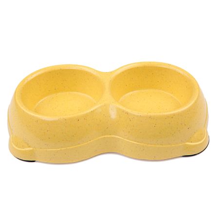 Миска двойная, 26×15×5.5 см, 250+250 мл, желтый Миска двойная, 26×15×5.5 см, 250+250 мл, желтый