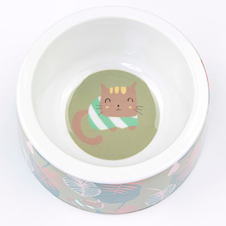 Миска меламиновая для кошек и собак, диаметр 15 см, 350 мл, листья