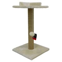 Когтеточка-лежак 35х35х60 см, с игрушкой, кремовый 