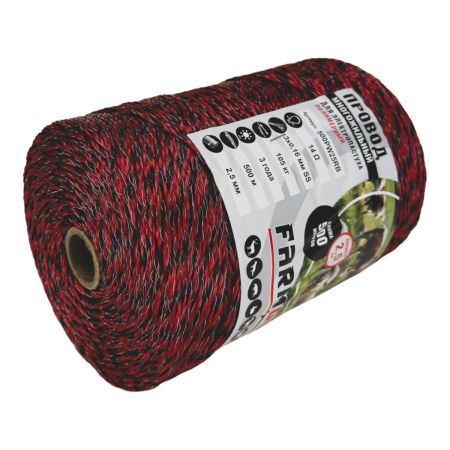 Провод для электропастуха FarmGuard красный с черным 2,5 мм / 500 м / 3х0,16 мм