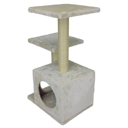 Когтеточка-комплекс с домиком 40х30х67 см, кремовый