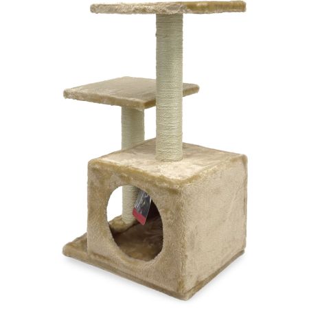 Когтеточка-комплекс с домиком 40х30х67 см, бежевый