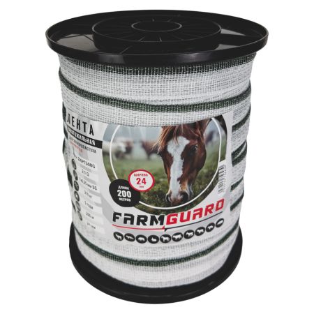 Лента для электропастуха FarmGuard зелено-белая 24 мм / 200 м