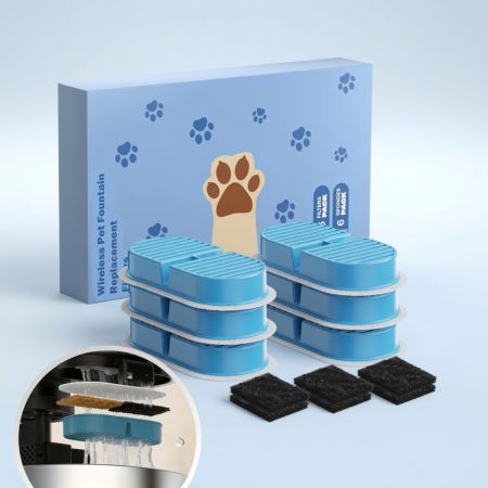 Фильтр для автопоилки фонтана PHW3, сменный (6 фильтров + 6 губок)