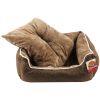 Лежак с бортом 84х66х19 см, меховой, съемная подушка, коричневый