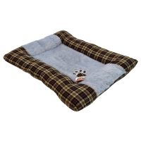 Лежанка матрас для собак 95х75х10 см, серый, клетка коричневая с красным Лежанка матрас для собак 95х75х10 см, серый, клетка коричневая с красным