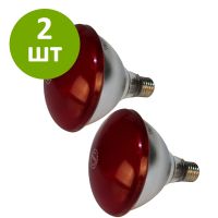 Лампа инфракрасная 175 Вт InterHeat красная, комплект 2 шт.