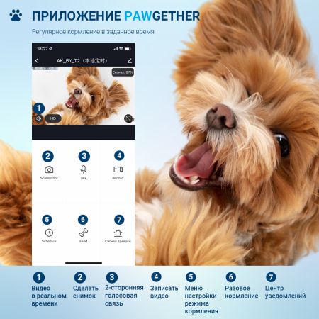 Автокормушка для собак и кошек Pawgether F1S 3,5 л с видеокамерой и голосовой связью, датчиком движения и управлением через смартфон (iOS, Android) Автокормушка для собак и кошек Pawgether F1S 3,5 л с видеокамерой и голосовой связью, датчиком движения и управлением через смартфон (iOS, Android)