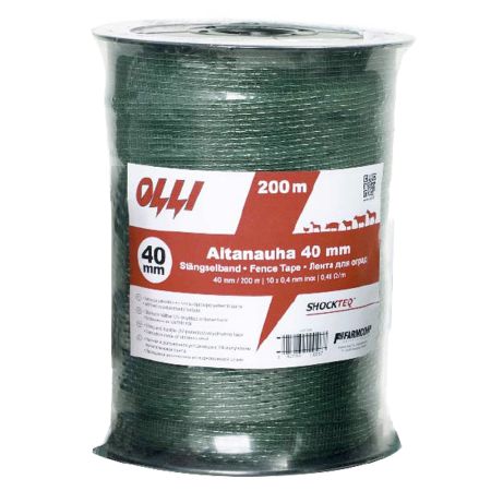 Лента для электропастуха Olli Shockteq 40 мм / 200 м / 0,48 Ω многожильная зеленая 