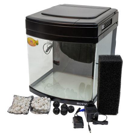Аквариум Boyu Happy Family HS-45A панорамный, 65 л, с фильтром, УФ-стерилизатором и освещением, черный
