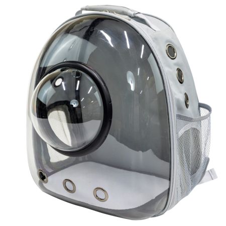Рюкзак прозрачный с иллюминатором для переноски кошек и собак, светло-серый