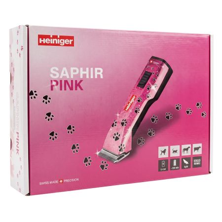 Машинка Heiniger Saphir Pink для стрижки животных, собак, кошек с 2-я аккумуляторами и лезвием #10 1,5 мм "red line"