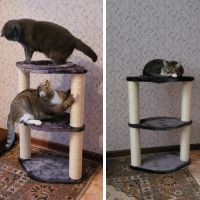 Когтеточка-лежак 3 этажа 46х30х65 см, серый