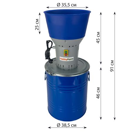 Зернодробилка HobbyFarm EM-50 для измельчения зерна электрическая с функцией мельницы / в комплекте 4 сита