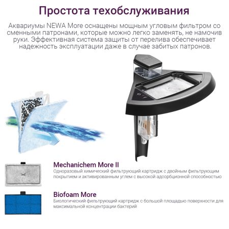 Аквариум Newa More reef NMO 50R Daylight LED, 45 л, с фильтром, скиммером, нагревателем и освещением рассвет-закат, черный NEW VERSION