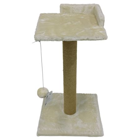 Когтеточка-лежак 35х35х60 см, с игрушкой, кремовый 