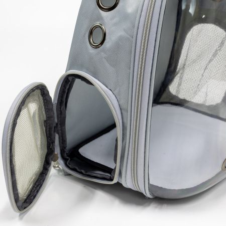 Рюкзак прозрачный с иллюминатором для переноски кошек и собак, светло-серый