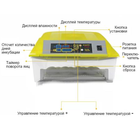 Инкубатор HHD 54 автоматический для яиц с роликовым лотком на 54 яйца