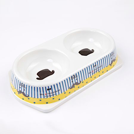 Миска двойная, 25х14х4.5 см, 180+180 мл, желтый