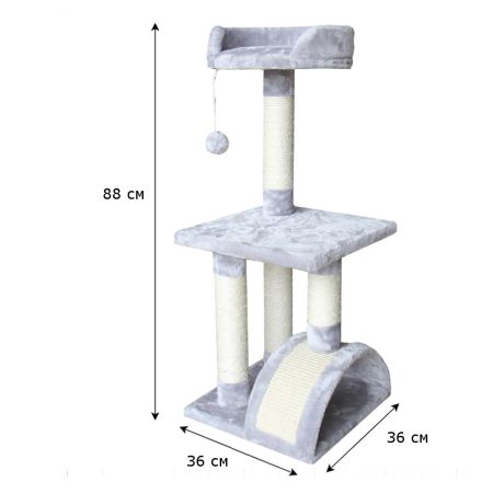 Когтеточка-комплекс 36х36х88 см, светло-серый Когтеточка-комплекс 36х36х88 см, светло-серый